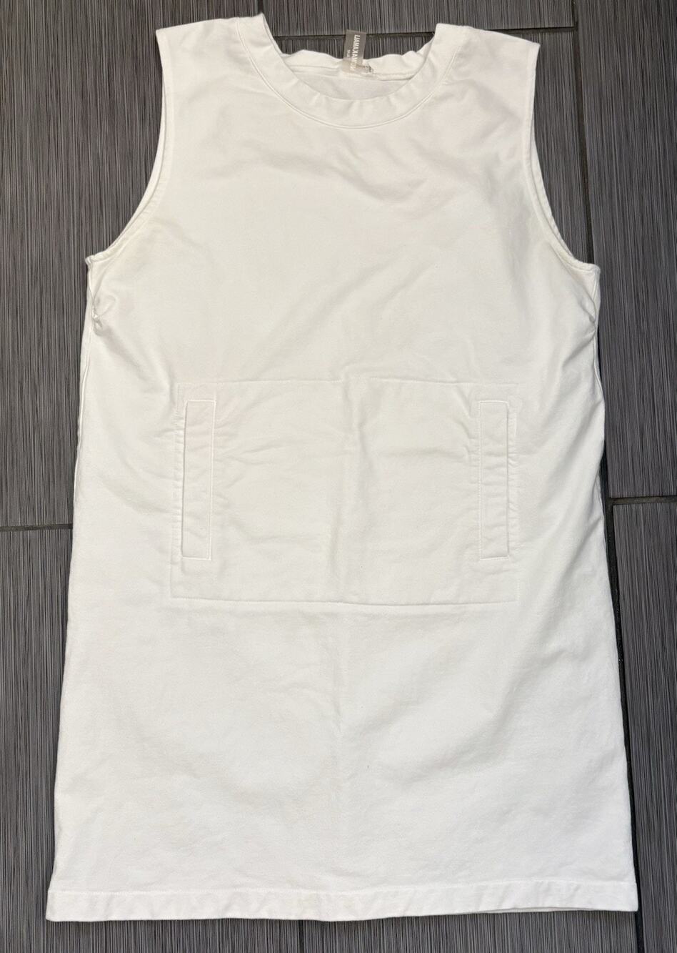 Norma Kamali Sleeveless Tailored Terry Mini Dress Womems XL White Cotton